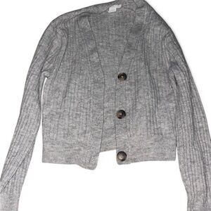 H&M Gray Ribbed Knit Cardigan Sweater